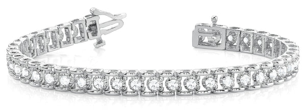White gold Round Cut Diamond Tennis Bracelet with Channel Setting and Four-Prong Setting