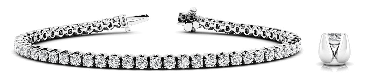 White gold Round Cut Diamond Tennis Bracelet with Claw Prong Setting
