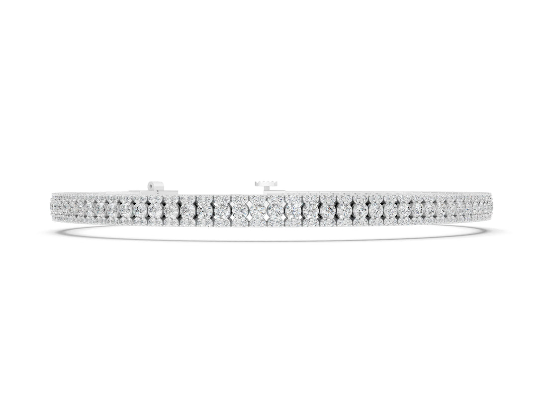 White gold Round Cut Diamond Tennis Bracelet with Double Row Prong Setting_2