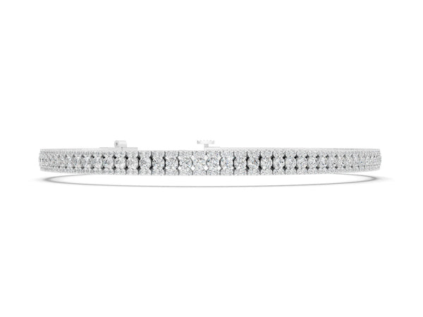 White gold Round Cut Diamond Tennis Bracelet with Double Row Prong Setting