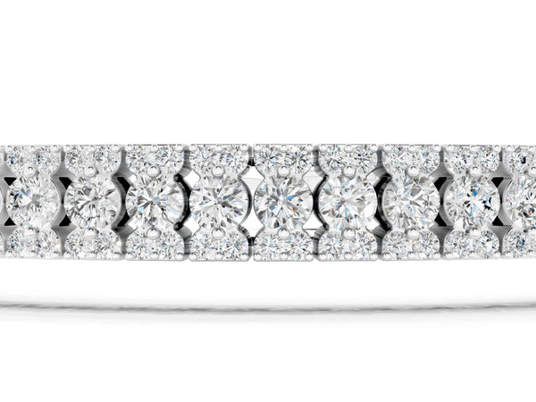 White gold Round Cut Diamond Tennis Bracelet with Double Row Prong Setting