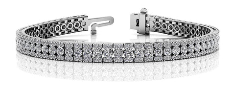 White gold Round Cut Diamond Tennis Bracelet with Double Row Prong Setting