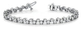 White gold Round Cut Diamond Tennis Bracelet with Prong Setting and Link Band