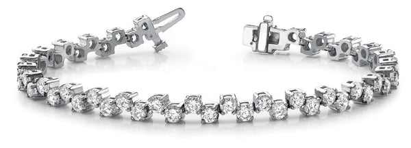 White gold Round Cut Diamond Tennis Bracelet with Prong Setting and Link Band