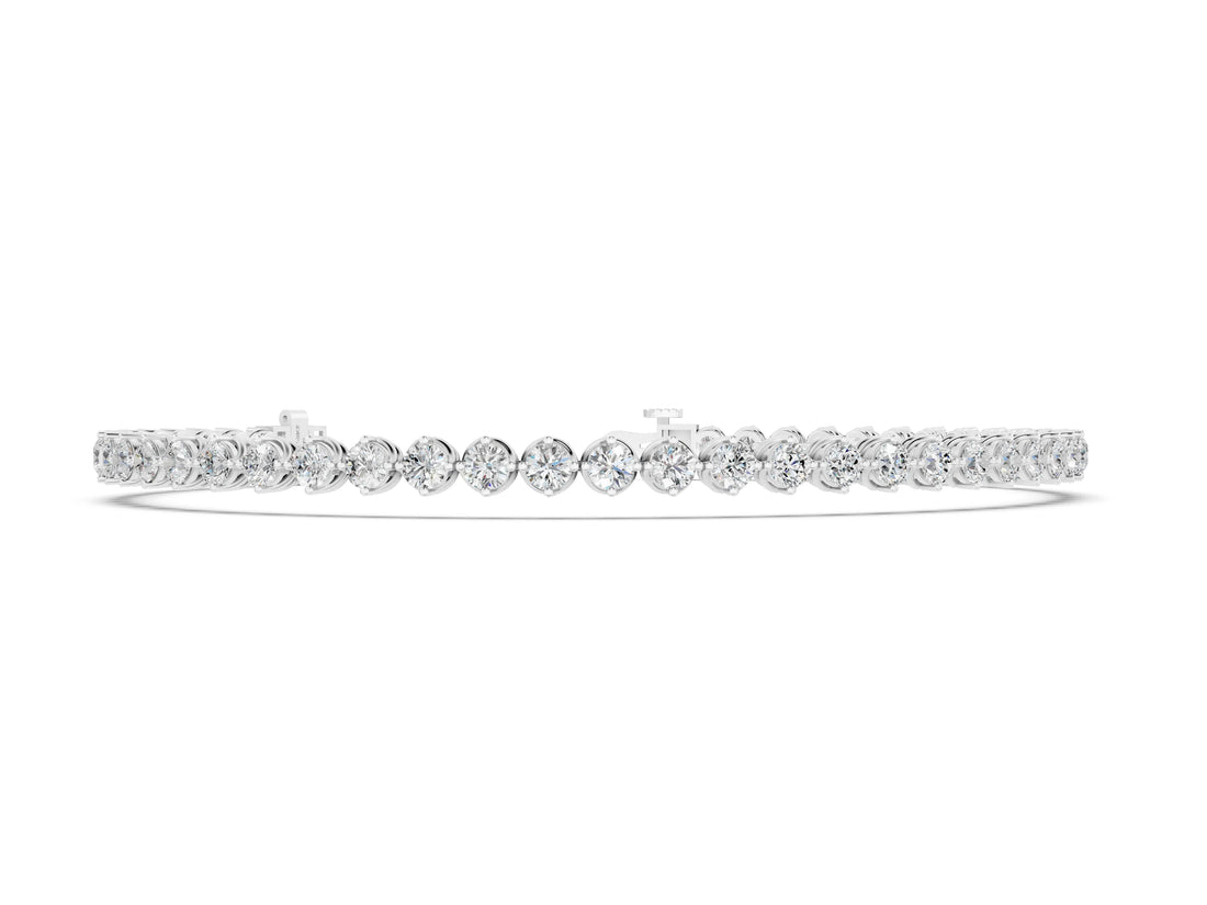White gold Round Cut Diamond Tennis Bracelet with Prong Setting and Twisted Band