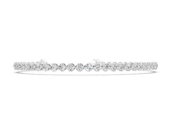 Silver Round Cut Diamond Tennis Bracelet with Prong Setting and Twisted Band