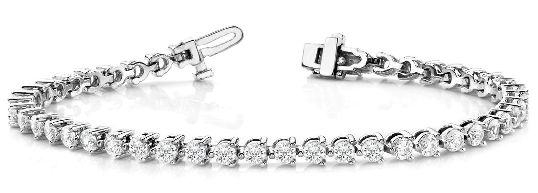White gold Round Cut Diamond Tennis Bracelet with Prong Setting