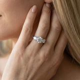 14K White Gold 3.00 Carat E VS1 Round Diamond Three-Stone Ring with Channel Set Band and Four-Prong Setting
