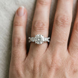 White gold Round Cut Diamond Three-Stone Ring with Pavé Split Shank and Four-Prong Setting_127