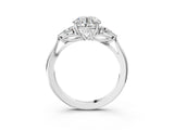 White gold Round Cut Diamond Three-Stone Ring with Pear Side Stones and Four-Prong Setting_79