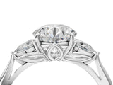 White gold Round Cut Diamond Three-Stone Ring with Pear Side Stones and Four-Prong Setting_80