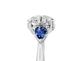Silver 0.28 Carat D VVS2 Round Diamond Three-Stone Ring with Pear Side Stones and Prong Setting