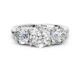 White gold Round Cut Diamond Three-Stone Ring with Prong Setting and Classic Band_128