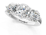 10K White Gold 1.50 Carat D VS1 Round Diamond Three-Stone Ring with Prong Setting and Classic Band