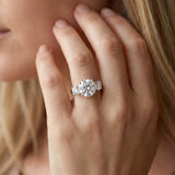 White gold Round Cut Diamond Three-Stone Ring with Prong Setting and Classic Band_138