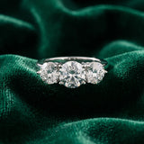 White gold Round Cut Diamond Three-Stone Ring with Prong Setting and Classic Band_143