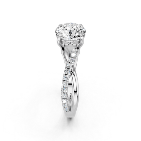 White gold Round Cut Diamond Twist Band Solitaire with Prong Setting_28