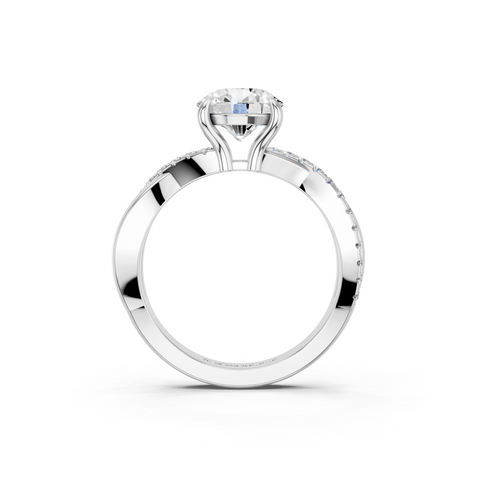 White gold Round Cut Diamond Twist Band Solitaire with Prong Setting_29
