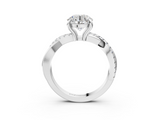 White gold Round Cut Diamond Twist Band Solitaire with Prong Setting_55