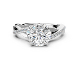White gold Round Cut Diamond Twisted Band Engagement Ring with Prong Setting_39