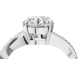 White gold Round Cut Diamond Twisted Band Engagement Ring with Prong Setting_43