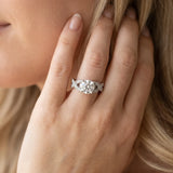 White gold Round Cut Diamond Twisted Band with Milgrain Pave Setting and Four-Prong Setting_18