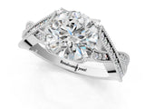 White gold Round Cut Diamond Twisted Band with Milgrain Pave Setting and Four-Prong Setting_86