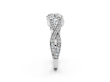 White gold Round Cut Diamond Twisted Band with Milgrain Pave Setting and Four-Prong Setting_87