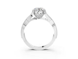 White gold Round Cut Diamond Twisted Band with Milgrain Pave Setting and Four-Prong Setting_88