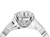 White gold Round Cut Diamond Twisted Band with Milgrain Pave Setting and Four-Prong Setting_89