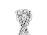 White gold Round Cut Diamond Twisted Band with Milgrain Pave Setting and Four-Prong Setting_90