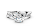 White gold Round Cut Diamond Twisted Band with Pavé Setting and Four-Prong Setting_55