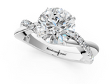 White gold Round Cut Diamond Twisted Band with Pavé Setting and Four-Prong Setting_56
