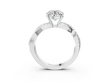White gold Round Cut Diamond Twisted Band with Pavé Setting and Four-Prong Setting_58