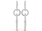 White gold Round Cut Diamond Twisted Link Drop Earrings