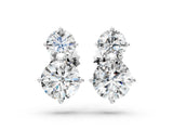White gold Round Cut Diamond Two Stone Stud Earrings