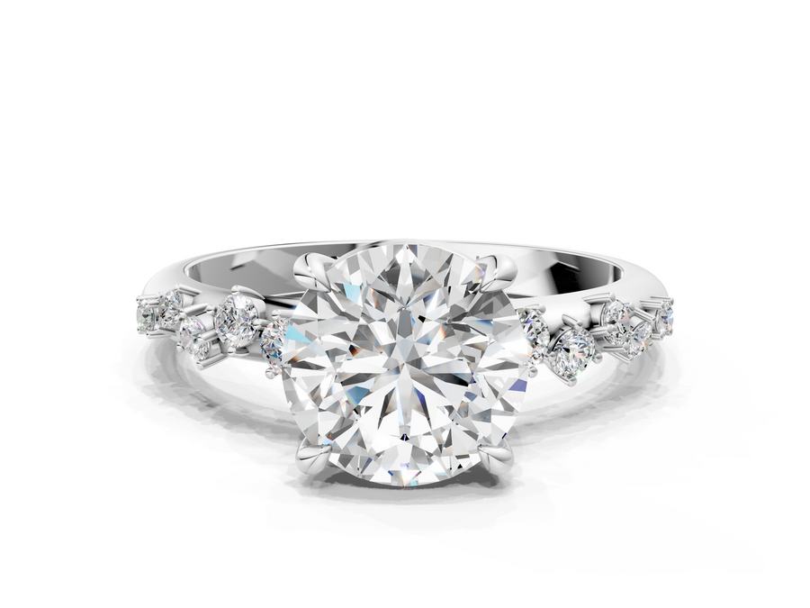 White gold Round Cut Diamond Vine Band with Four-Prong Setting