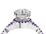 White gold Round Cut Diamond with Amethyst side stone Halo Twist Band Solitaire Prong Setting Ring_16