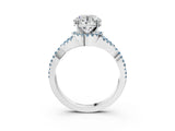 White gold Round Cut Diamond with Aquamarine side stone Halo Twist Band Solitaire Prong Setting Ring_15