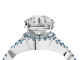 White gold Round Cut Diamond with Aquamarine side stone Halo Twist Band Solitaire Prong Setting Ring_16