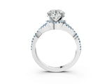 White gold Round Cut Diamond with Aquamarine side stone Halo Twist Band Solitaire Prong Setting Ring_27