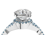 White gold Round Cut Diamond with Aquamarine side stone Halo Twist Band Solitaire Prong Setting Ring_28