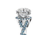 White gold Round Cut Diamond with Aquamarine side stone Halo Twist Band Solitaire Prong Setting Ring_29
