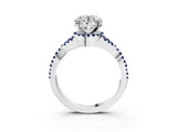 White gold Round Cut Diamond with Blue Sapphire side stone Halo Twist Band Solitaire Prong Setting Ring_15