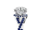 White gold Round Cut Diamond with Blue Sapphire side stone Halo Twist Band Solitaire Prong Setting Ring_17