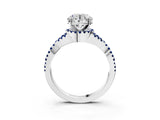White gold Round Cut Diamond with Blue Sapphire side stone Halo Twist Band Solitaire Prong Setting Ring_53