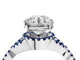White gold Round Cut Diamond with Blue Sapphire side stone Halo Twist Band Solitaire Prong Setting Ring_54