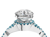 White gold Round Cut Diamond with Blue Topaz side stone Halo Twist Band Solitaire Prong Setting Ring_29