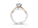 White gold Round Cut Diamond with Citrine side stone Halo Twist Band Solitaire Prong Setting Ring_15