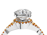 White gold Round Cut Diamond with Citrine side stone Halo Twist Band Solitaire Prong Setting Ring_16